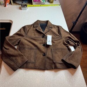 Massimo Dutti Brown Suede Leather Women's Jacket (M) NWT